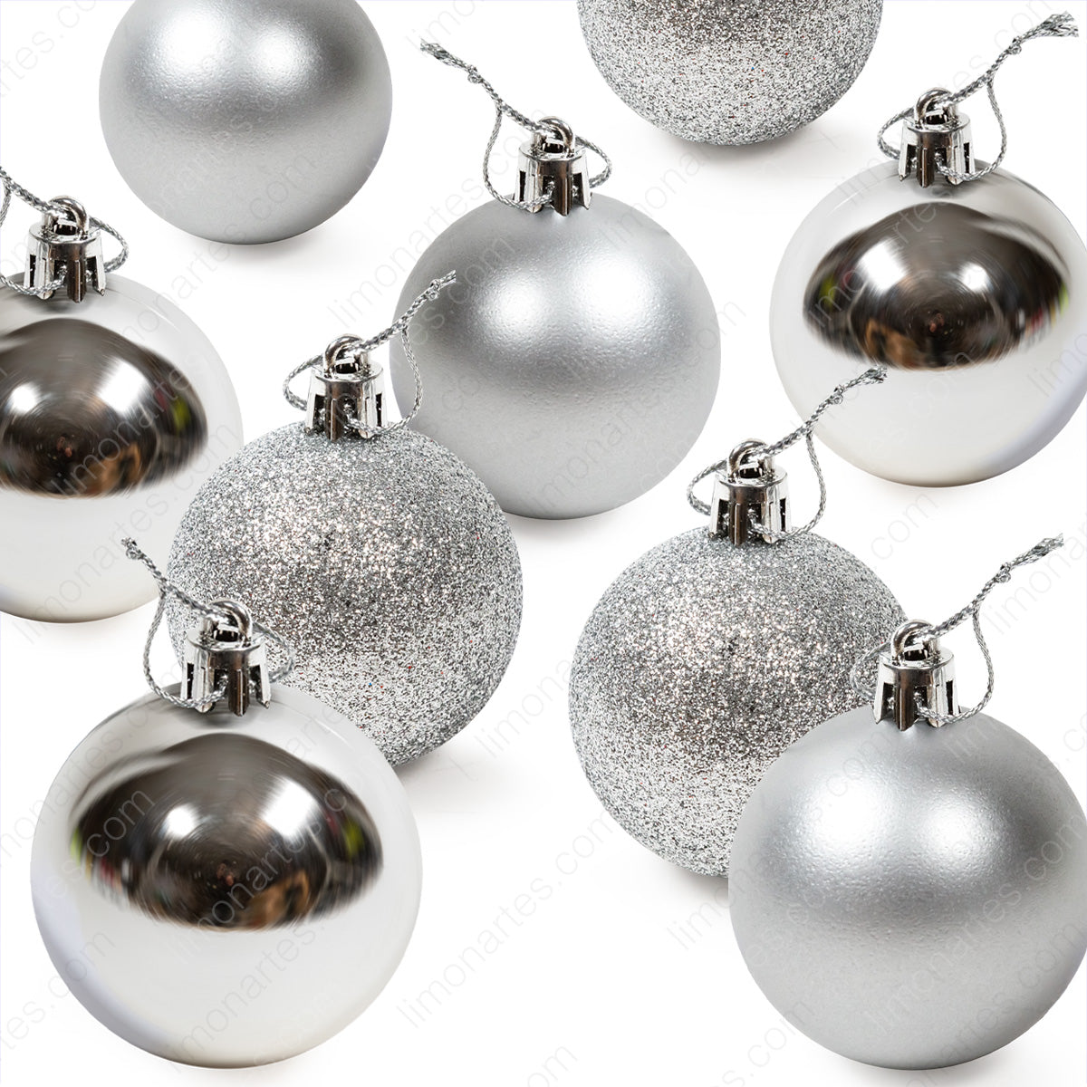 Lot de 16 Boules de Noël 5 cm / Rouge Argent Or / 3 Textures, Miroir, Mat, Brillant