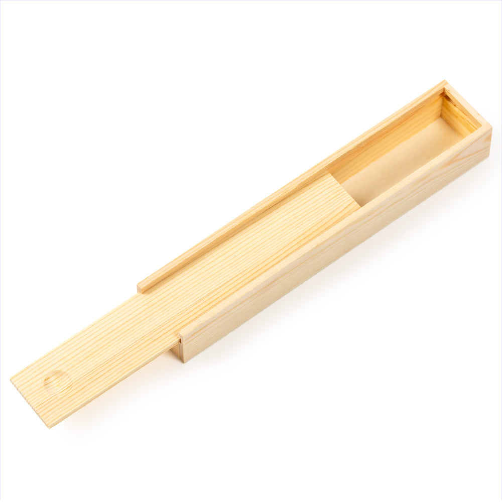 Caja madera natural pino tapa deslizante 21x4x3cm regalo almacenaje manualidades