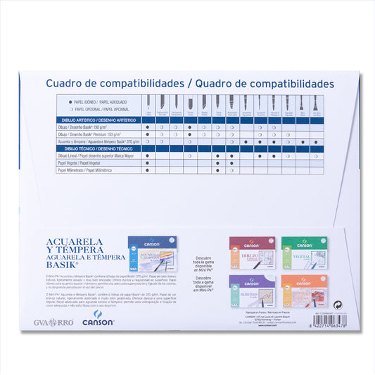 Papier Aquarelle Canson Basik 370g/ Paquet de 6 feuilles Din A4+ (24 x 32cm)