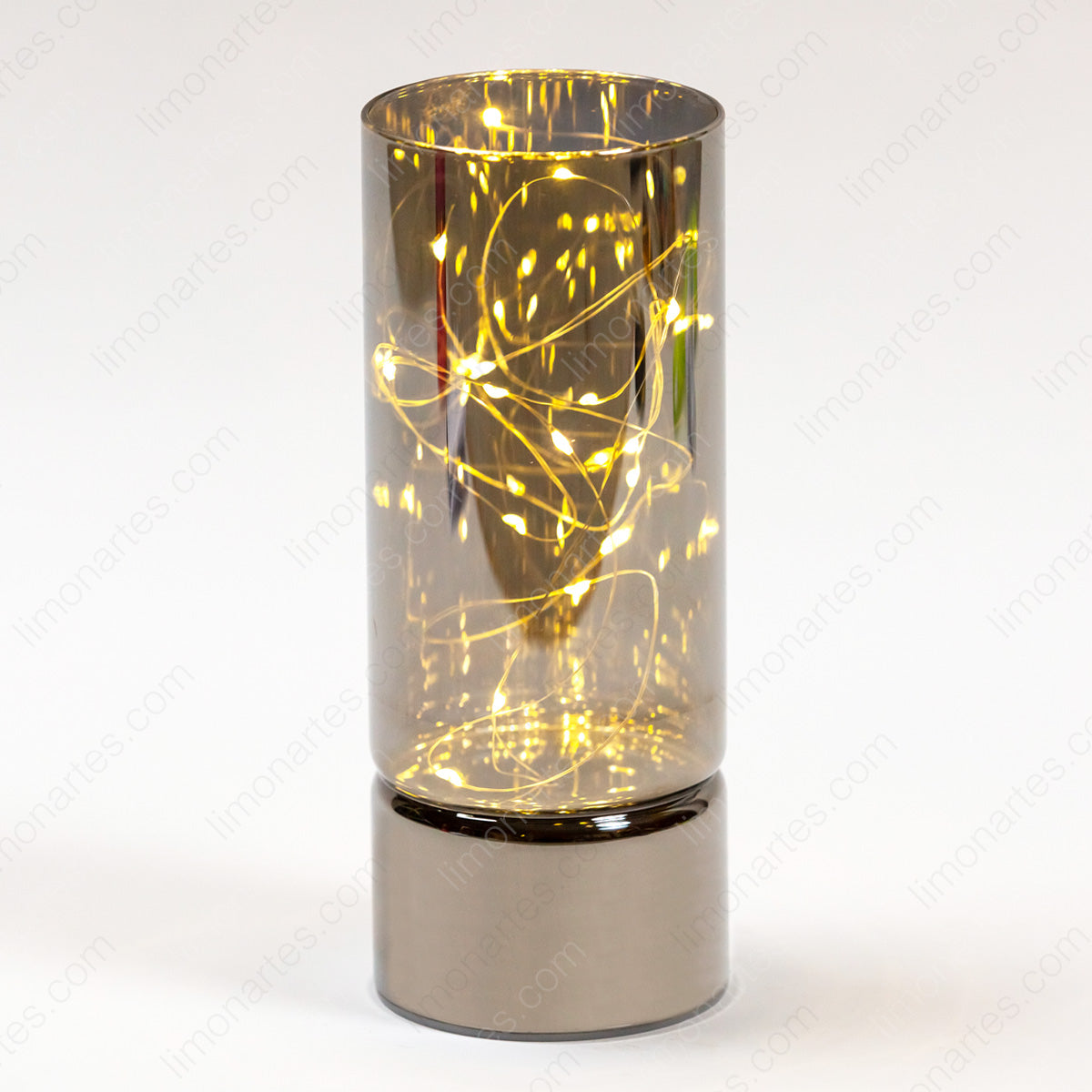 LED Lámpara de vidrio rojo y plateado/20x8cm