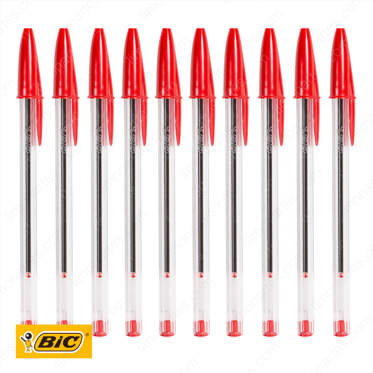 Stylos BIC Cristal, Original/1,0 mm x 10 pcs./Bleu, Rouge, Noir/Optimal pour les fournitures scolaires, les fournitures de bureau et la papeterie
