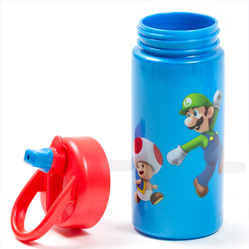 Botella PP Playground 410 ml Super Mario/ Botella de agua deportiva con pajita y asa incorporada