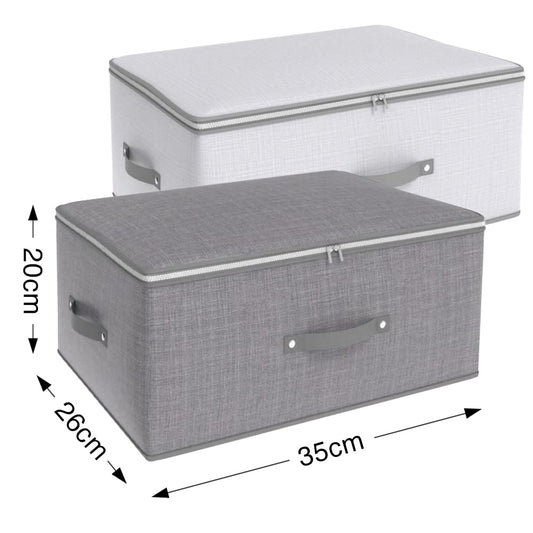 Boîte de rangement polyvalente pliable avec fermeture éclair et poignées gris argenté/pour vêtements, placards, étagères, jouets