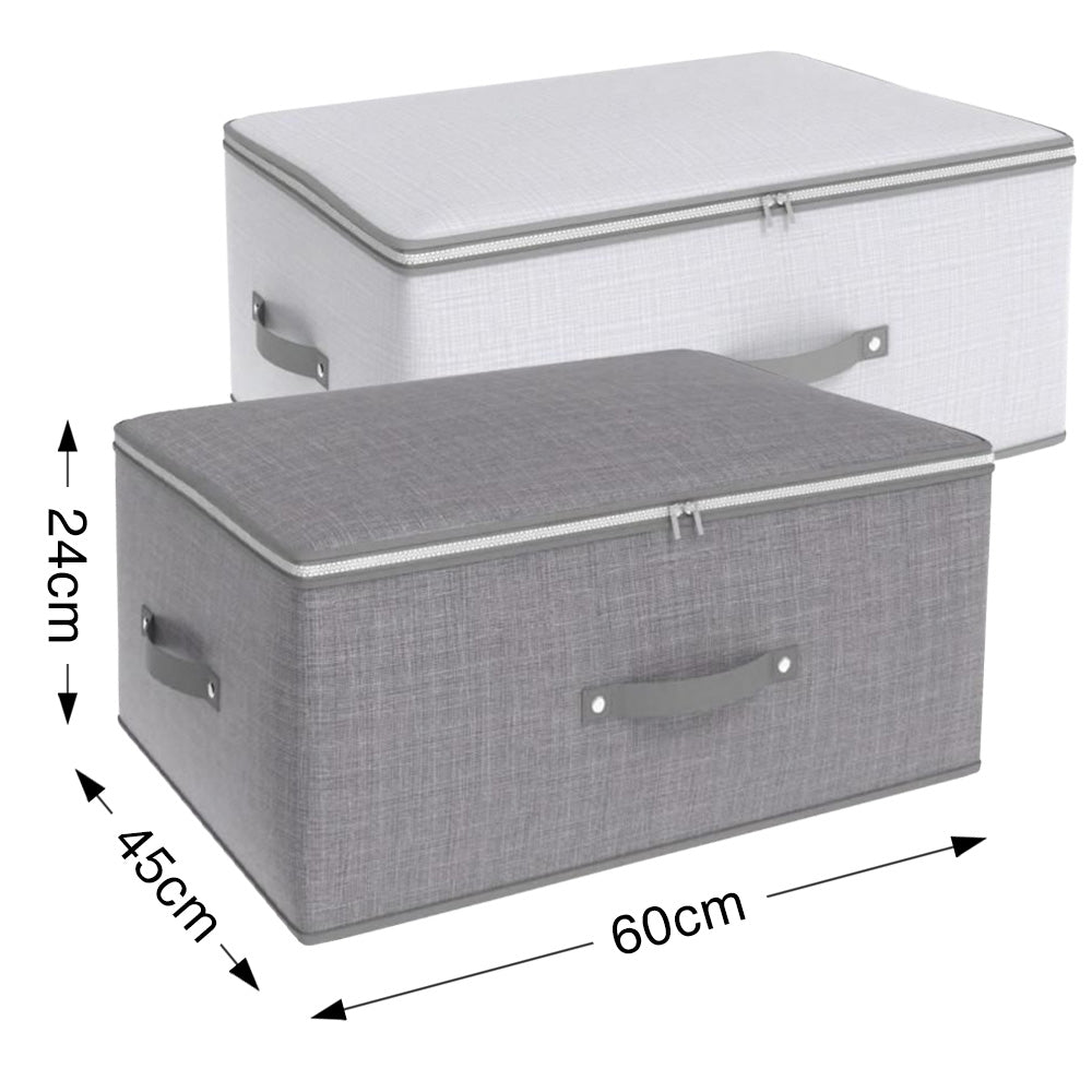 Boîte de rangement polyvalente pliable avec fermeture éclair et poignées gris argenté/pour vêtements, placards, étagères, jouets