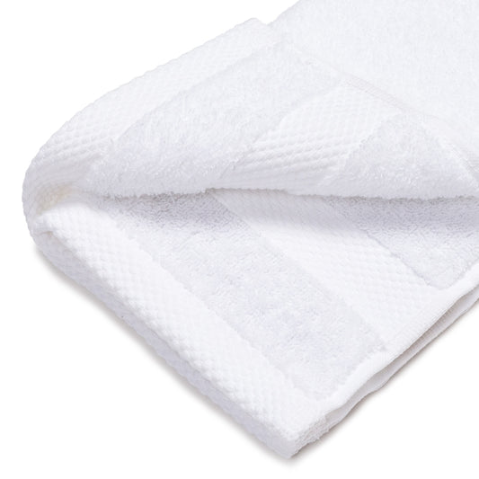 Toalla blanca con percha 100% algodón de 500 gr/m2