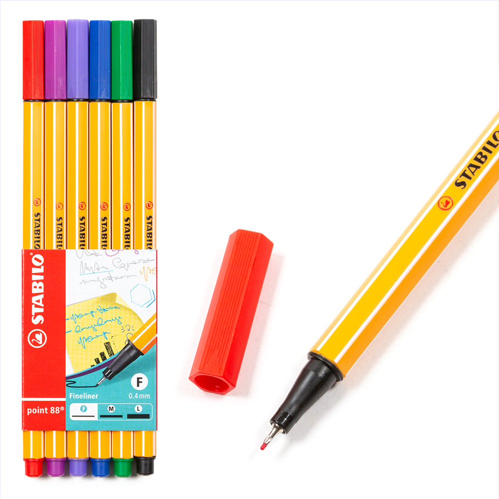 Coffret de 6 marqueurs pointe fine Stabilo Point 88 0,4 mm