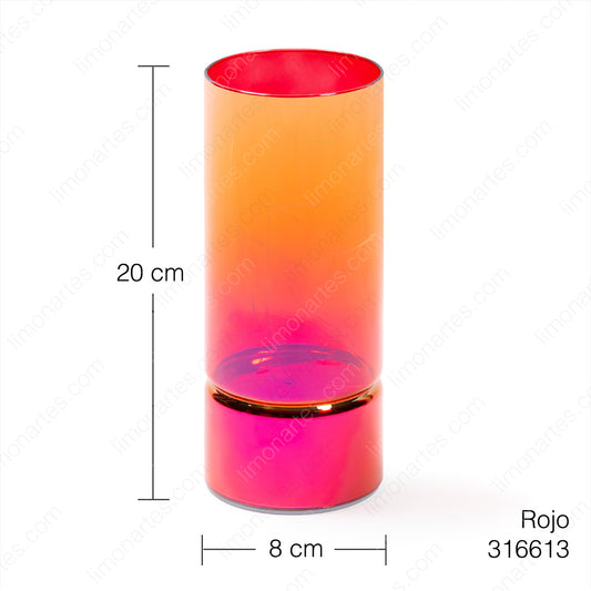 Lampe LED en verre rouge et argent/20x8cm