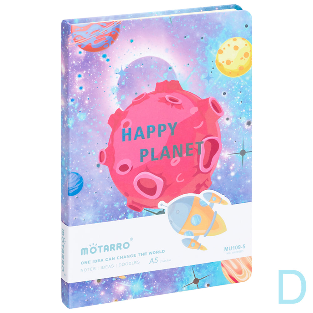 Cuaderno Bloc de notas Happy planet 80gr 100hojas A5 (21x14,5cm) 4 Diseños disponibles