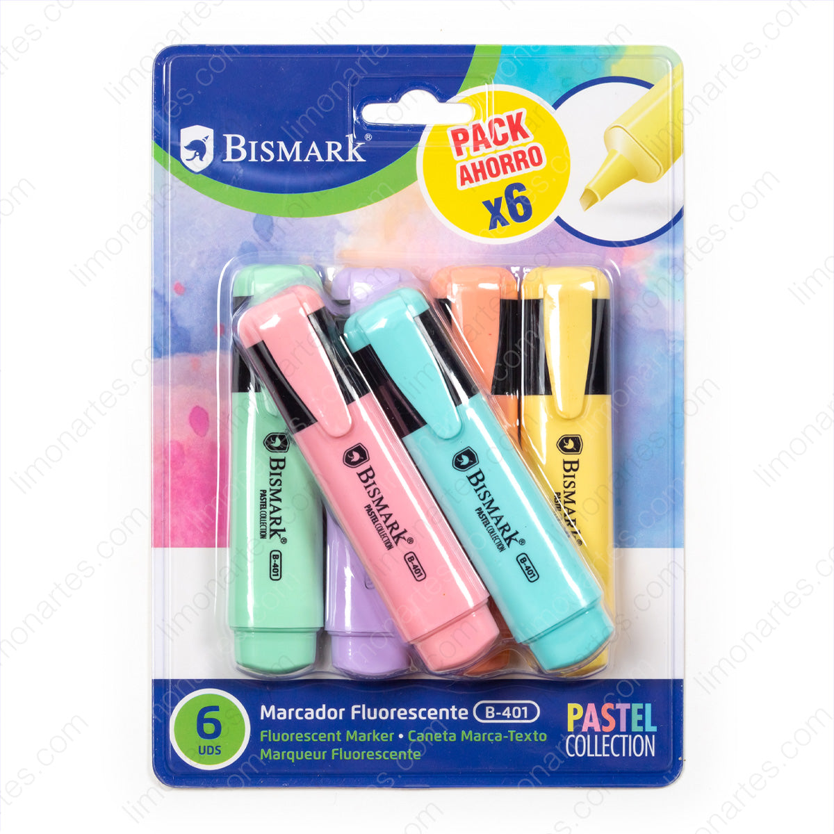 Bismark Marcador Fluorescente/ Pastel collection/ Pack ahorro x 6 - LIMÓN ARTES