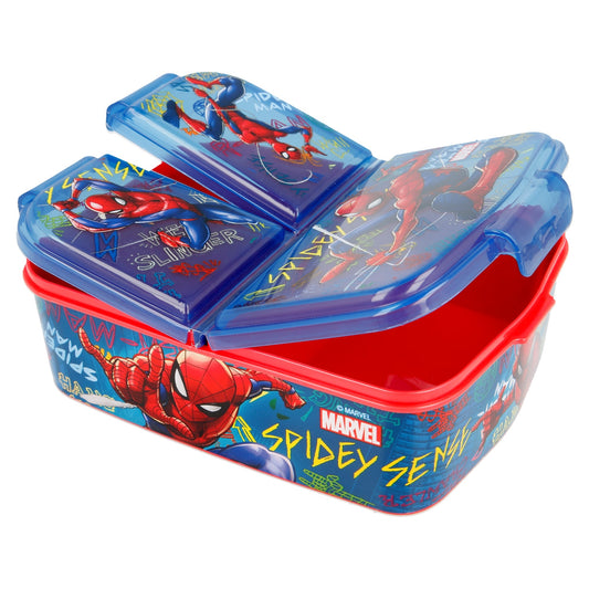 Stor Sandwichera Múltiple Spiderman Graffiti / 300 ml con 3 Compartimentos/ Libre de BPA/ Fiambrera niños/Escuela/Guardería