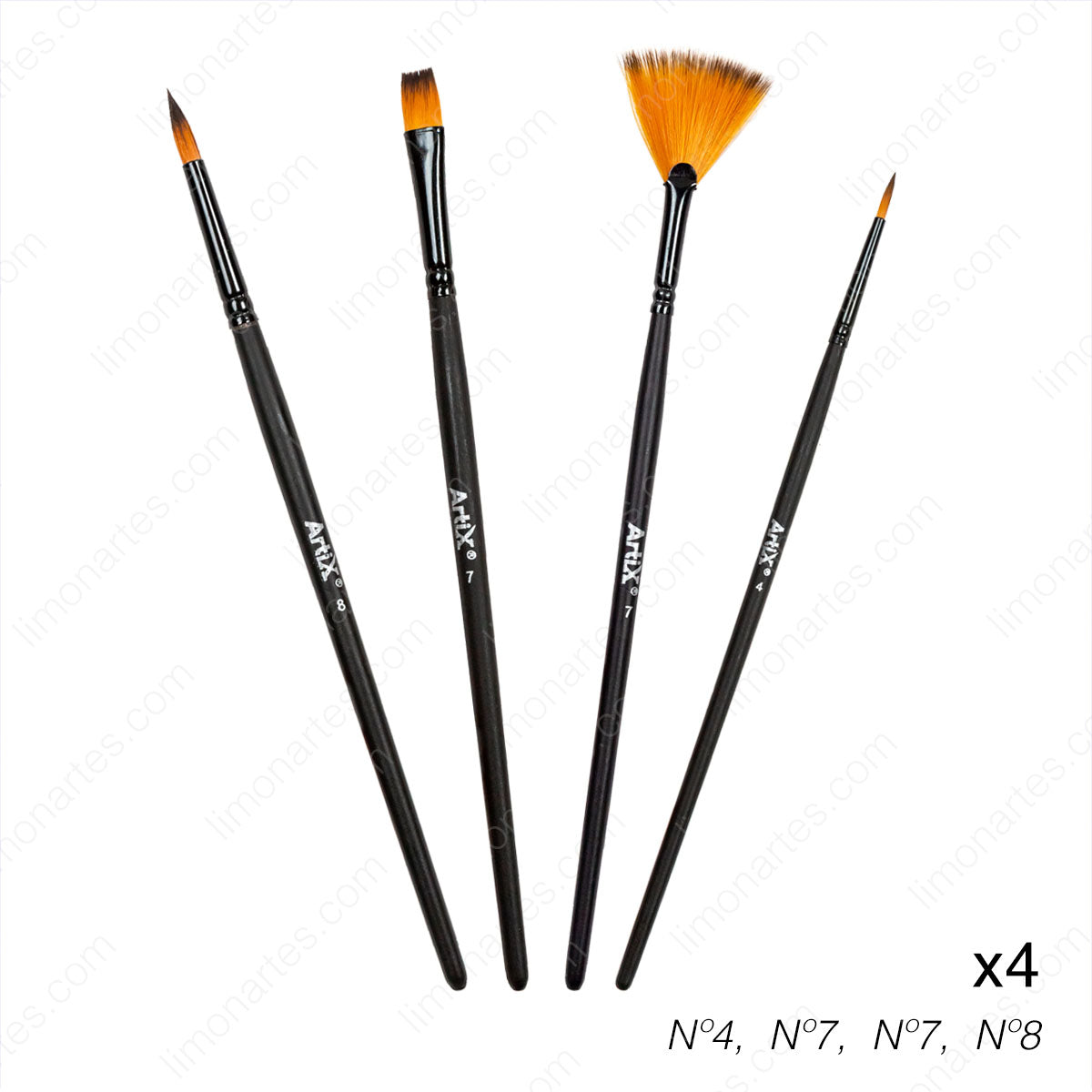 Artix pinceles corto 4uds - LIMÓN ARTES