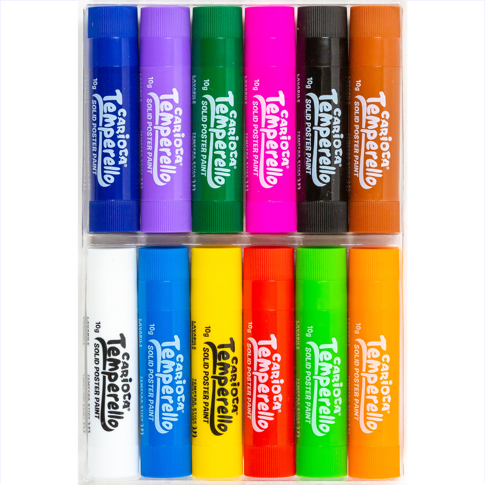 Carioca Temperello/ Solid Tempera 12 Couleurs/ Fournitures scolaires/ Pour les enfants pour des activités créatives