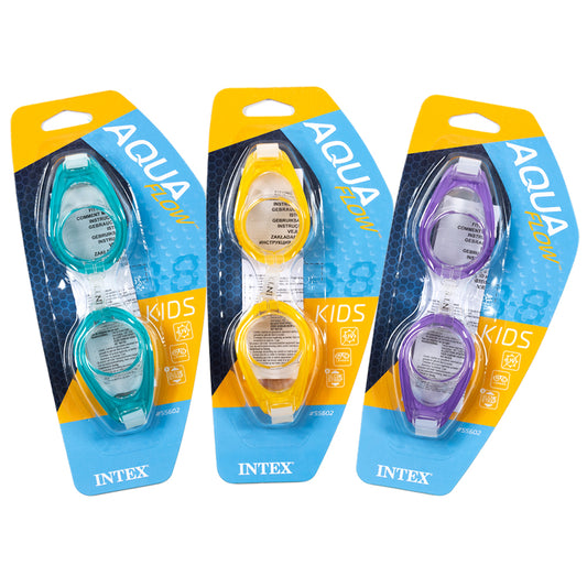 Lunettes de natation Intex play Aqua flow 3-8 ans / Protection contre les rayons UV / 3 Coloris disponibles