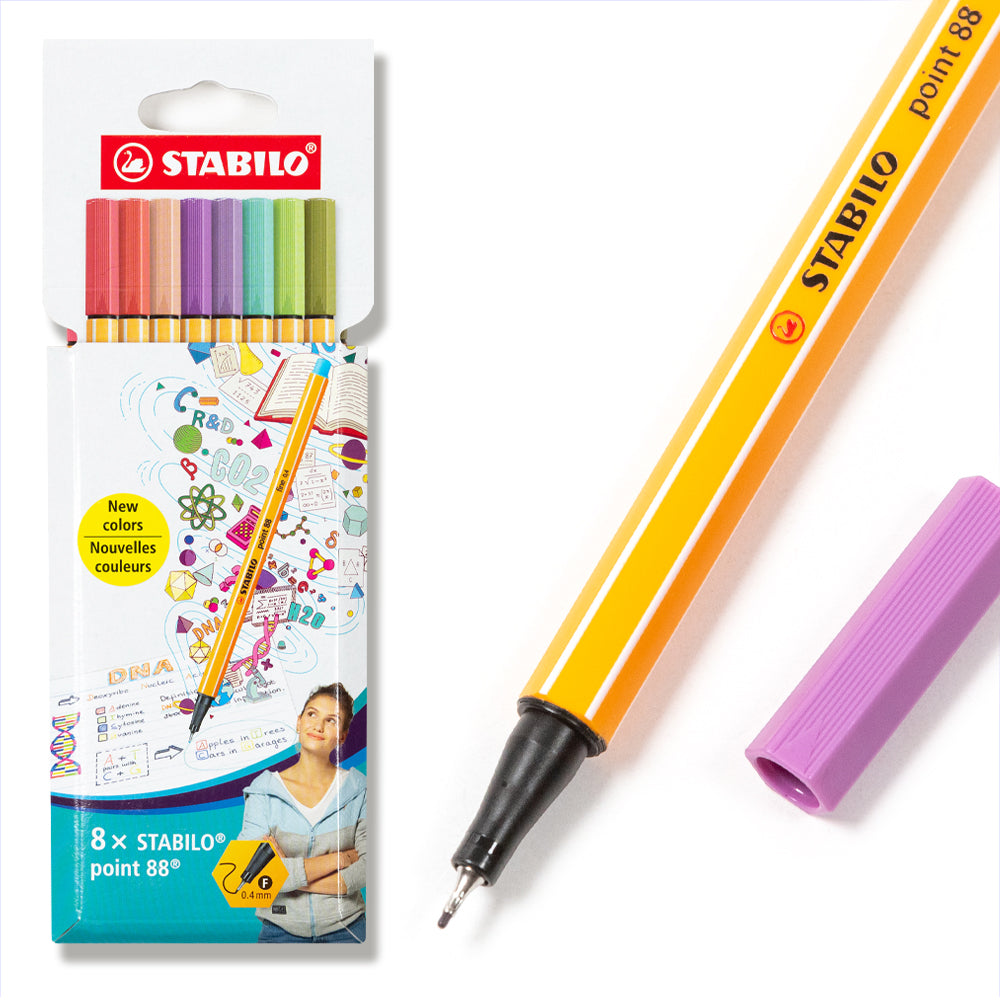 Rotulador Stabilo point 88 Punta de fibra Fino 0,4 mm Estuche de 8 nuevos colores