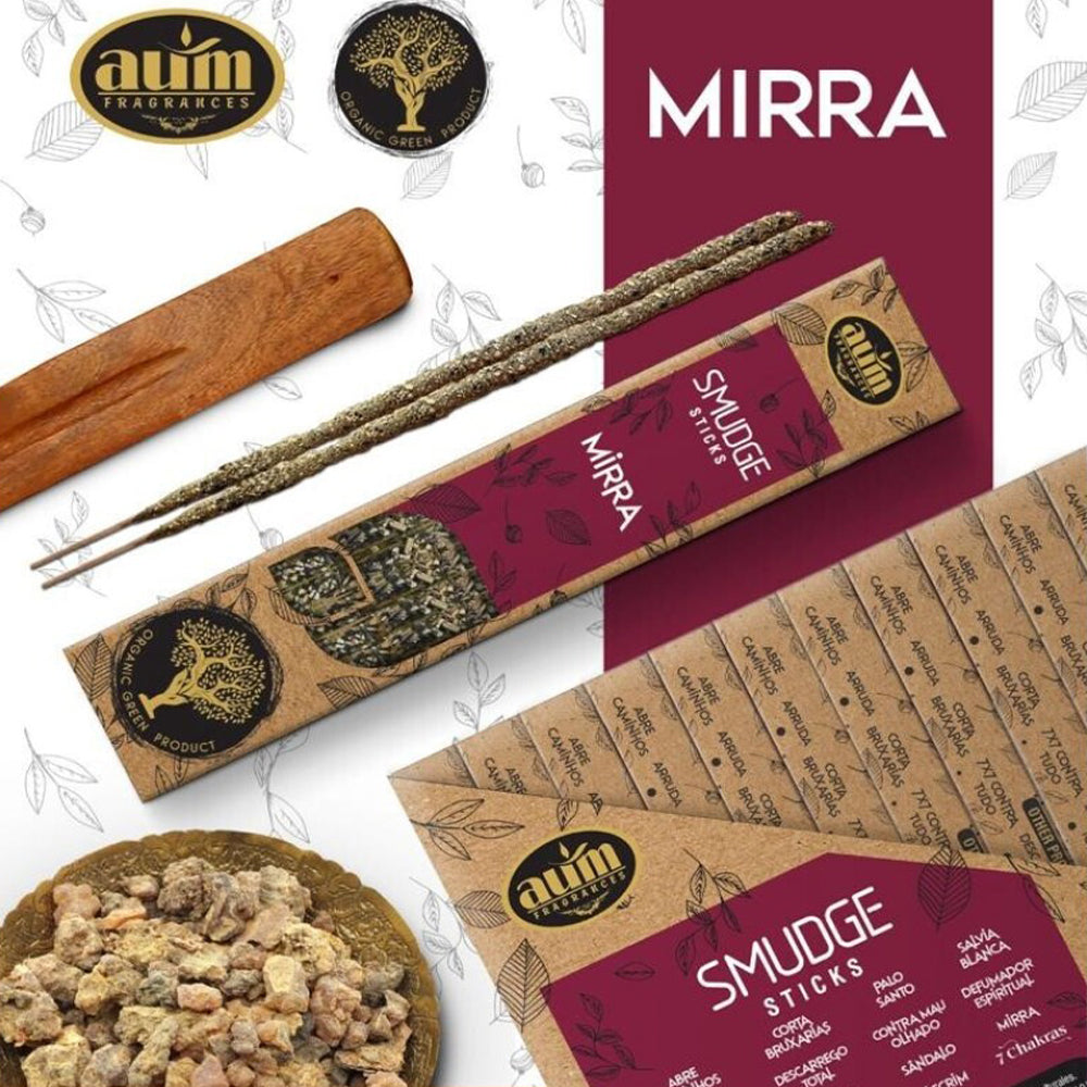 Incienso Orgánico AUM Fragrances 25gr - Mirra / Hecho a Mano en India con Ingredientes Naturales / Sin Productos tóxicos