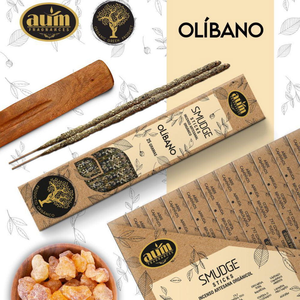 AUM Fragrances Organic Incense 25gr - Frankincense / Handmade in India with Natural Ingredients / No Toxic Products