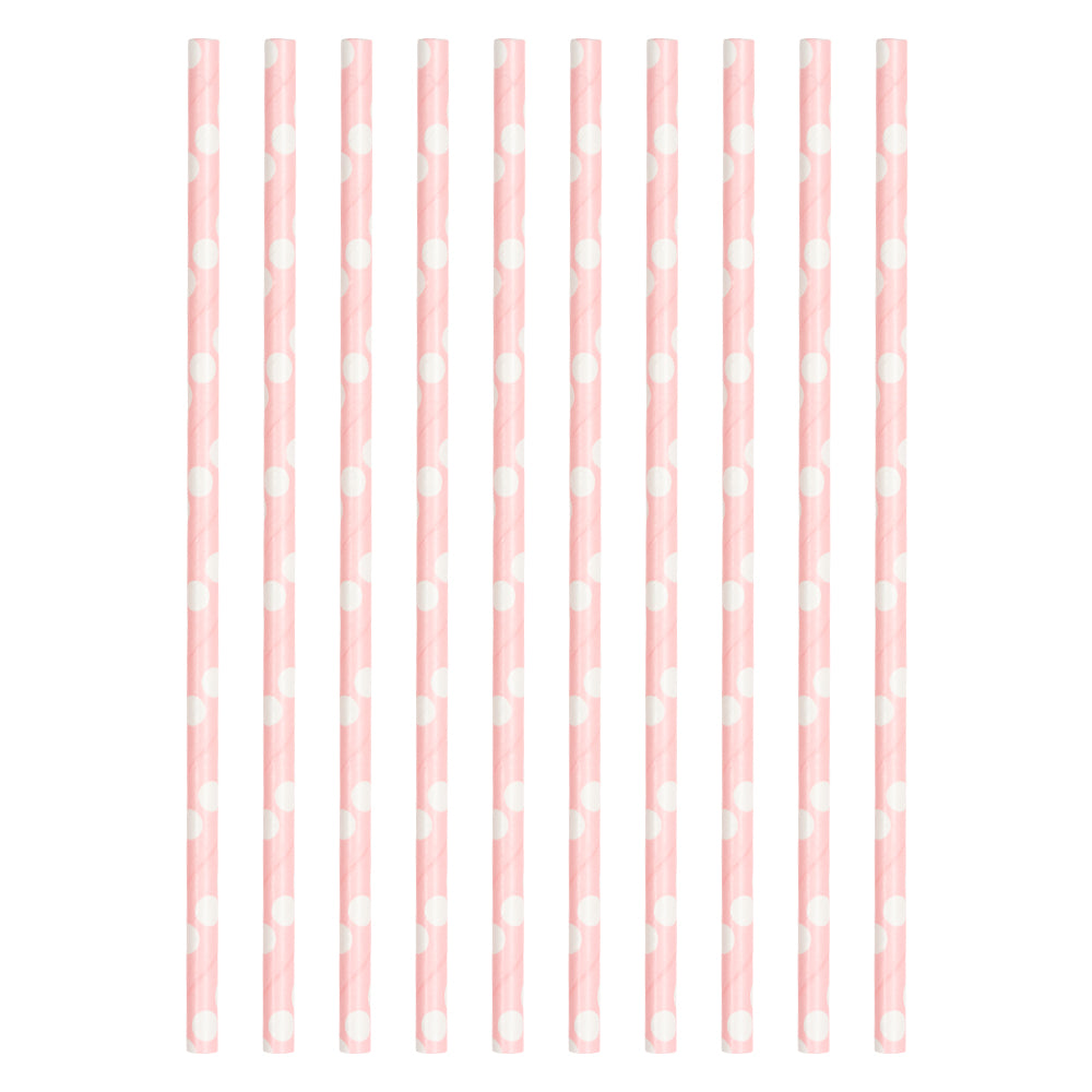 Lot de 10 pailles de fête roses