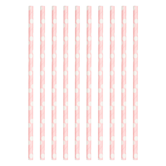 Lot de 10 pailles de fête roses