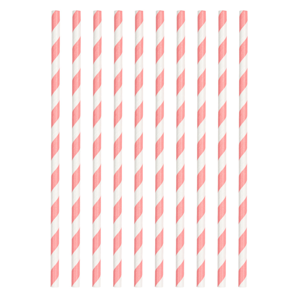 Lot de 10 pailles de fête roses