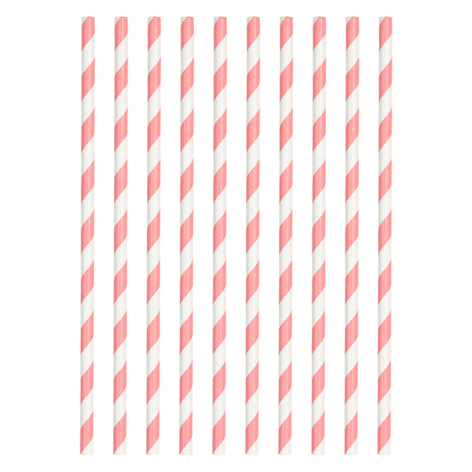 Lot de 10 pailles de fête roses