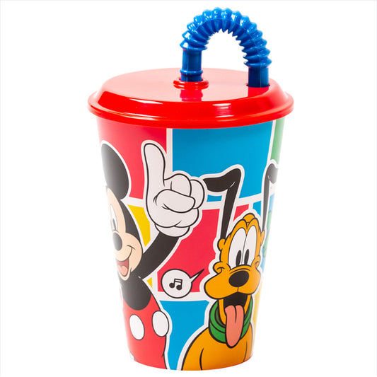 Mickey Mouse 430ml Reusable Kids Cup with Lid and Straw