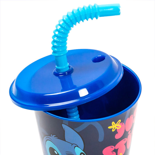 Stitch reusable children's cup with lid and straw 430 ml