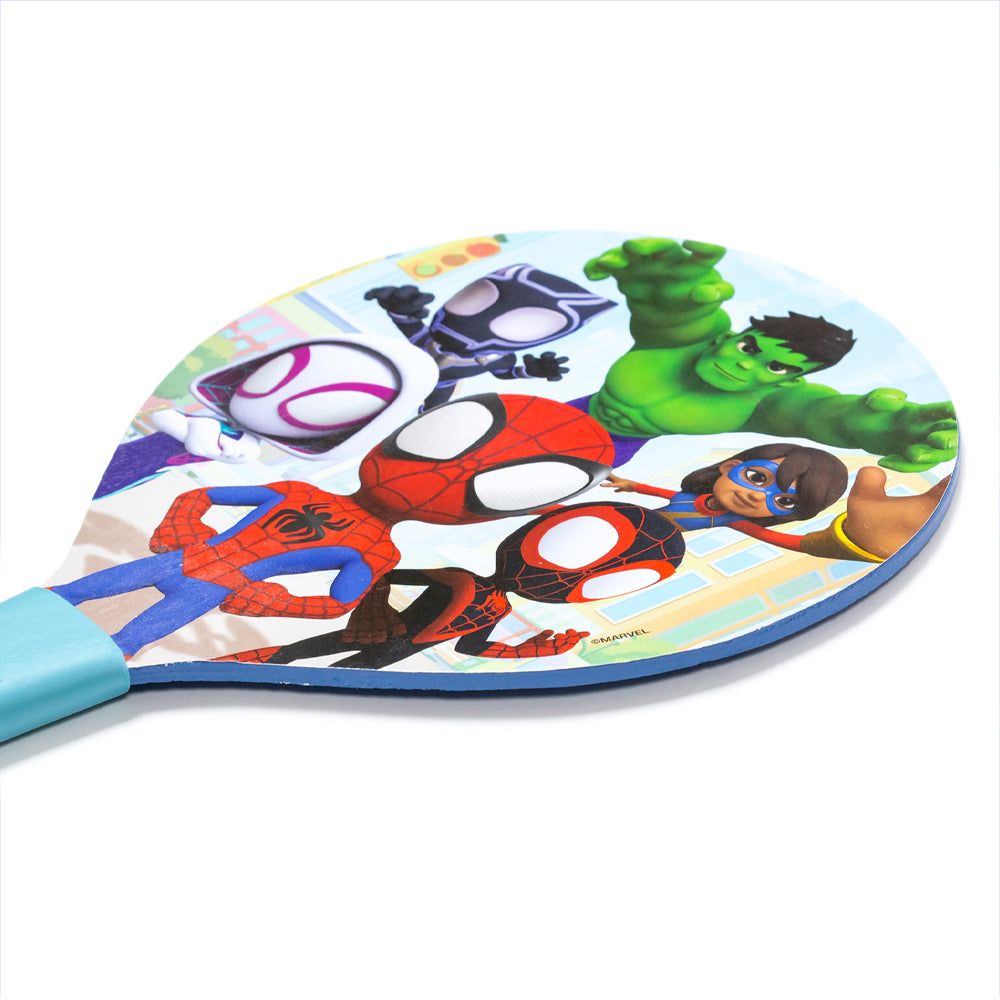 Set of 2 Spidey Wooden beach shovels with ball 32x18.5cm