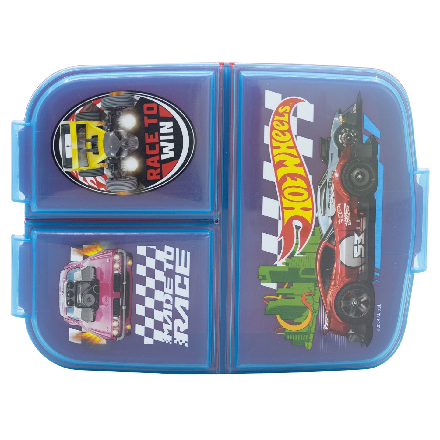 Machine à sandwichs multifonctions Stor Hotwheels Blue Fire / 300 ml avec 3 compartiments / Sans BPA / Boîte à lunch pour enfants / École / Garderie