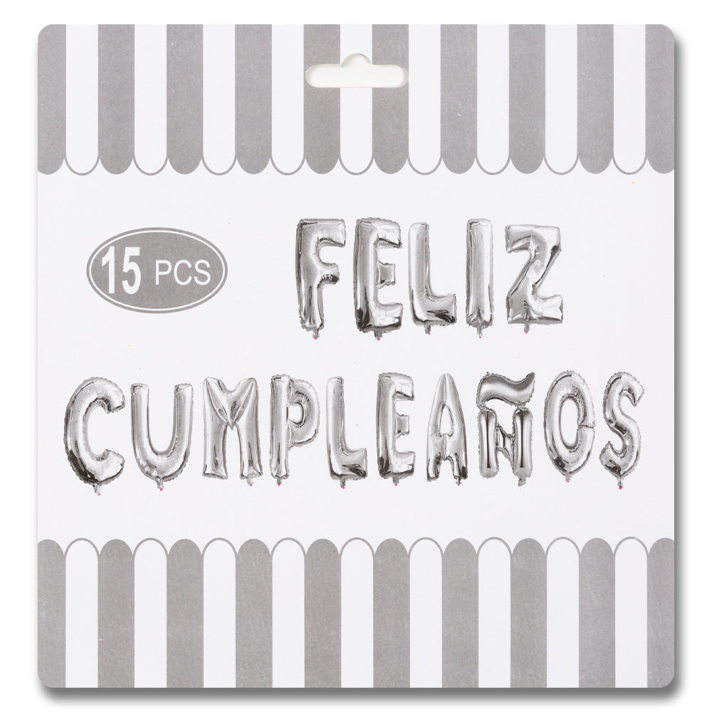 Ensemble de ballons Joyeux anniversaire 15 pièces Disponible en or ou en argent