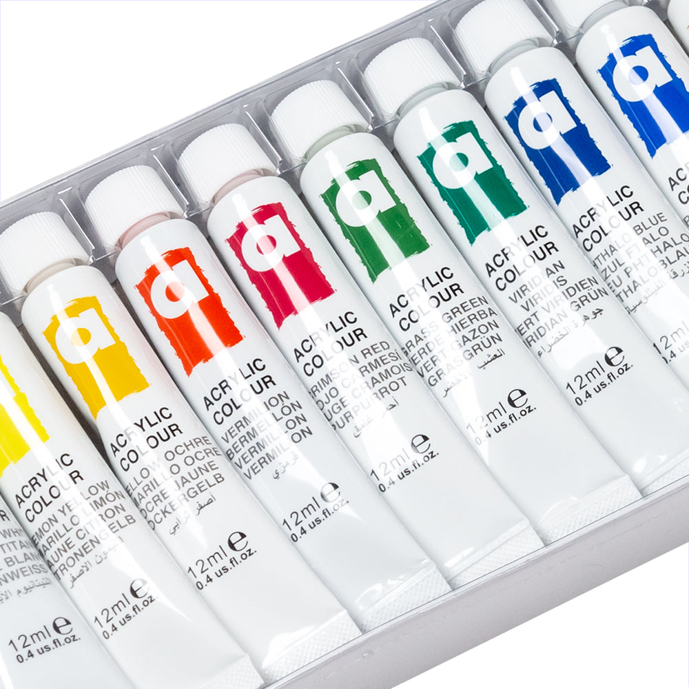 Ensemble de peinture Artix-Acrylic/ 12 ml x 12 couleurs/ Séchage rapide/ Résistance à l'eau/ Non toxique