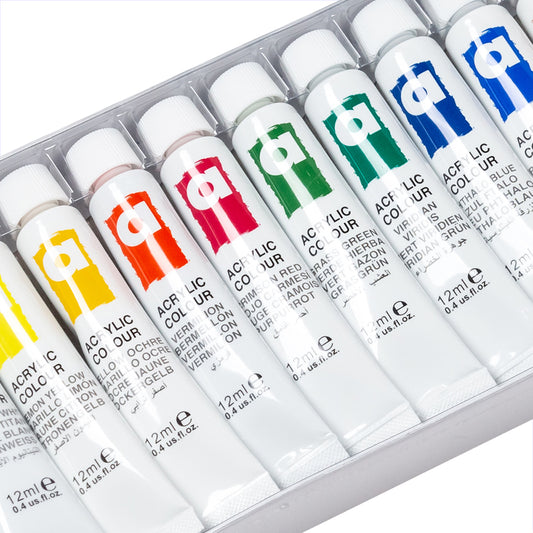 Ensemble de peinture Artix-Acrylic/ 12 ml x 12 couleurs/ Séchage rapide/ Résistance à l'eau/ Non toxique