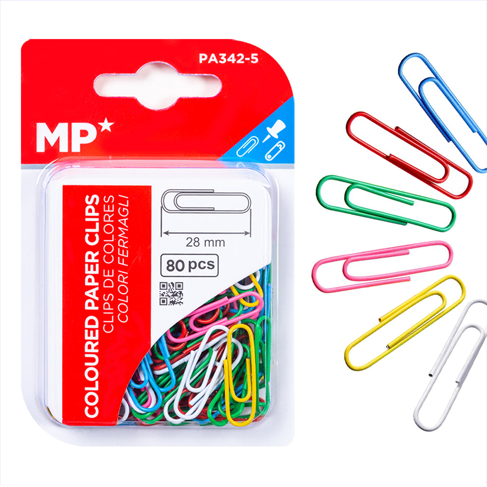 Clips colorés MP/Pack de 80/Multicolore 28 mm