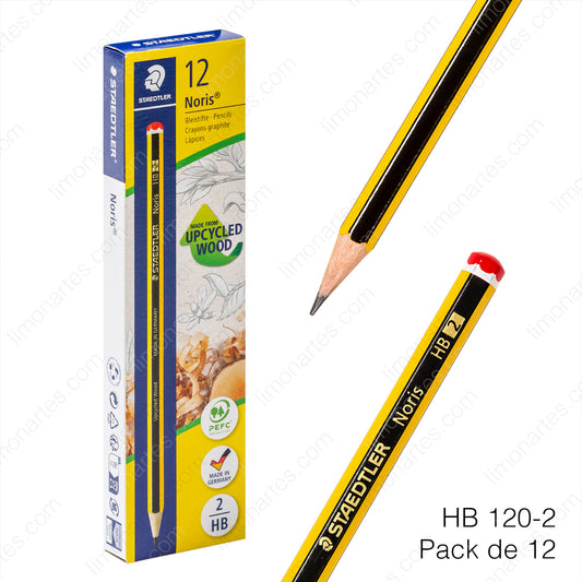 STAEDTLER Noris Lapicero grafito. Pack de 12. Lápices disponibles en varias durezas. 2B/B/HB/H/2H.