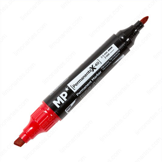 MP Rotulador permanente Doble Punta/Rojo/2-5 mm y 2 mm/Óptimo para Uso Escolar, Hogar y Oficina