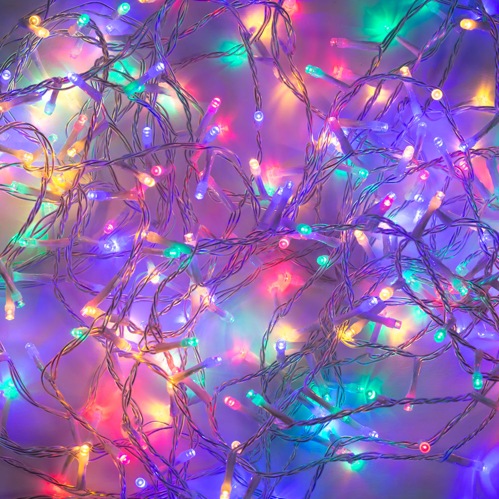 Guirnalda LED multicolor 15m 300 bombillas 8 modos apagado auto interior exterior árbol navidad eventos