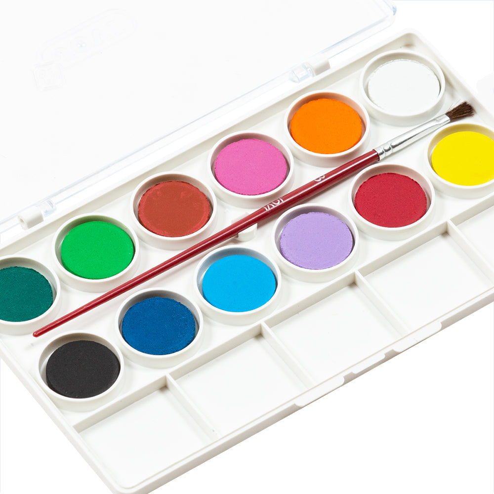 Watercolors 12 colors/Assorted tablets 22 mm+brush/ Jovi 800-12