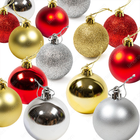 Set of 16 Christmas balls 5cm/red, silver, gold/ 3 textures, mirror, matte, glitter/ Festival/Birthday/Gift/Christmas