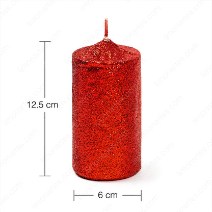 Red/silver/gold glitter taco candle/ 12.5x6cm 284g