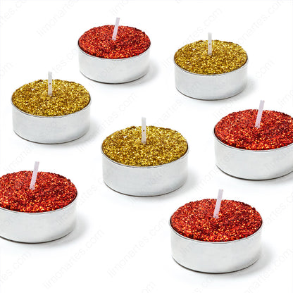 Gold or red glitter tea candle 3.5x1.5cm 14g/Box 10