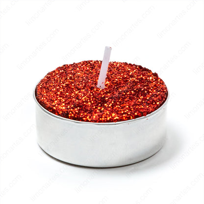 Bougie thé à paillettes dorées ou rouges 3,5x1,5cm 14g/Boîte de 10