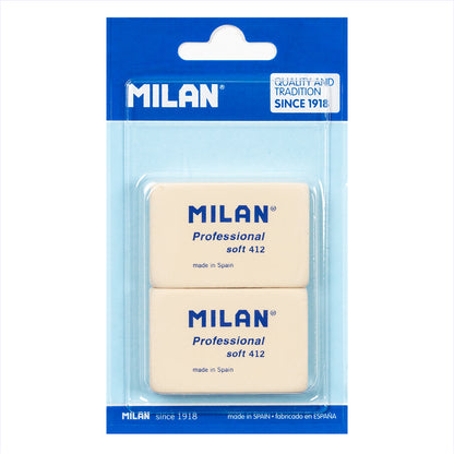 MILAN Blister de 2 gommes blanches/Professional Soft 412