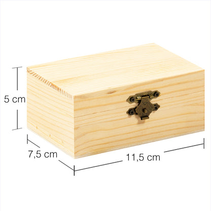 Set of 3 natural wood boxes with lid 11.5x7.5x5cm