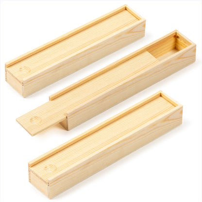 Set of 3 natural wood boxes with sliding lid 21x4x3cm