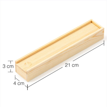 Set of 3 natural wood boxes with sliding lid 21x4x3cm