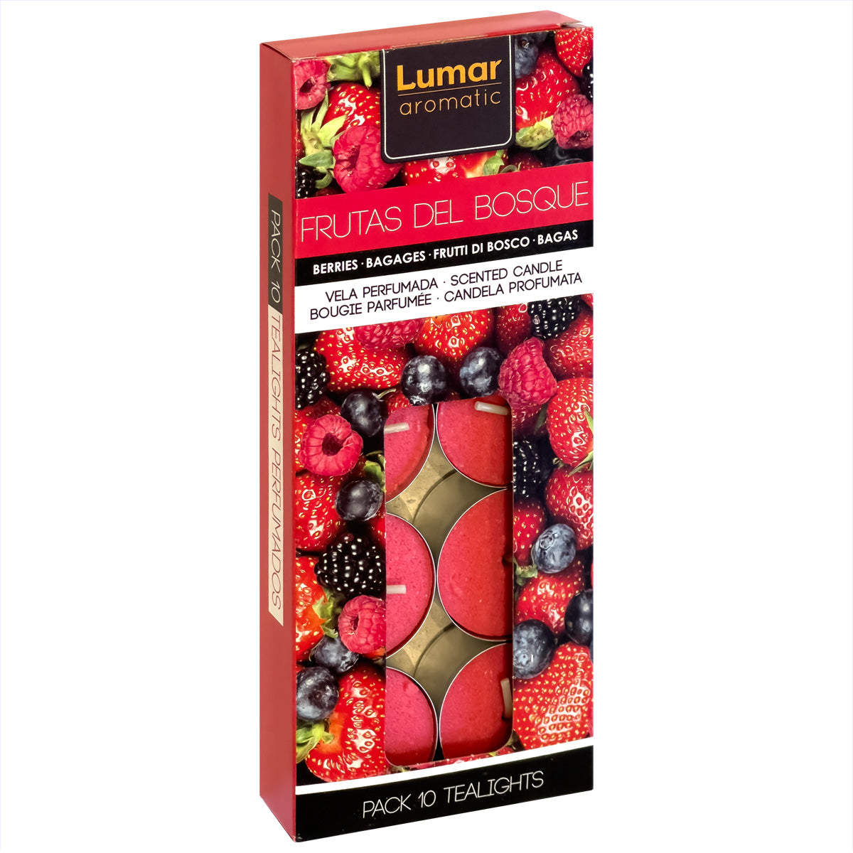 Velas Tealight Perfumadas Frutas del Bosque Lumar – Caja de 10