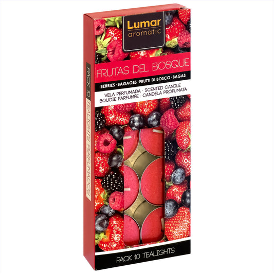 Velas Tealight Perfumadas Frutas del Bosque Lumar – Caja de 10