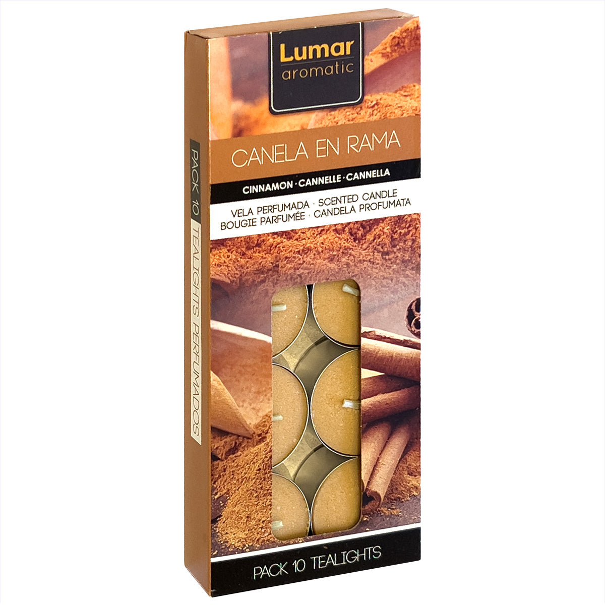 Velas Tealight Perfumadas Canela en Rama Lumar – Caja de 10