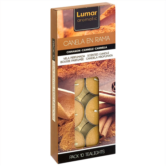 Velas Tealight Perfumadas Canela en Rama Lumar – Caja de 10