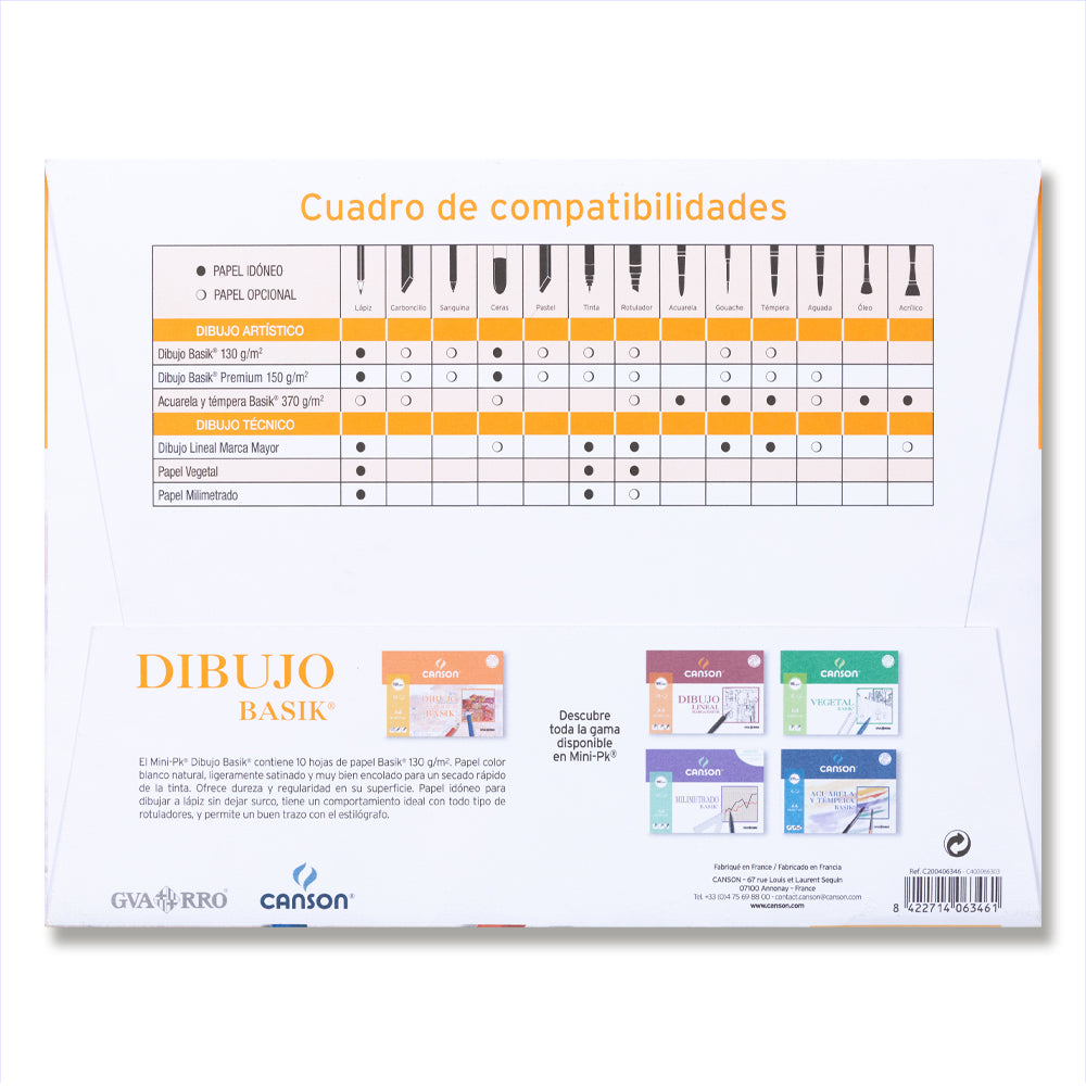 Canson Basik Zeichenpapier Kariert – DIN A4, 130 G/m², 10 Blatt + 20% Extra