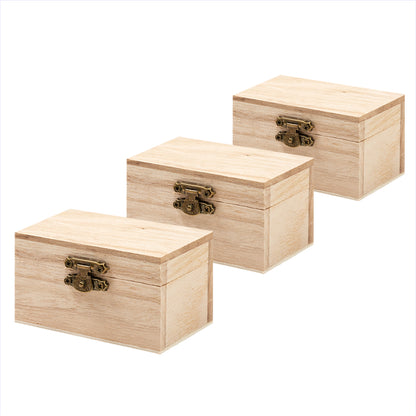 Ensemble de 3 boîtes en bois naturel/ Pour l'art et l'artisanat/ 8,5 x 5 x5 cm